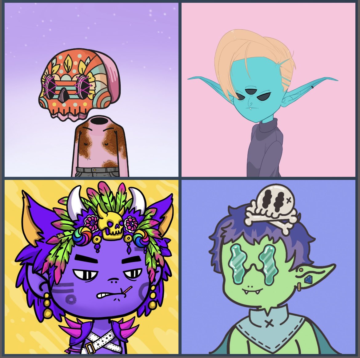 So… the tweet I’m now sending out is NO HATE to <a href="/los_muertosNFT/">Los Muertos</a> , but LOVE to all 4 projects. I respect their hard work. I feel like there are 3 more project that work just as hard &amp; have similar good art / utility for this space. @KOKODI_NFT <a href="/CandyHuntersNFT/">Candy Hunters</a> <a href="/spriteclubNFT/">Sprite Club 🍄</a>