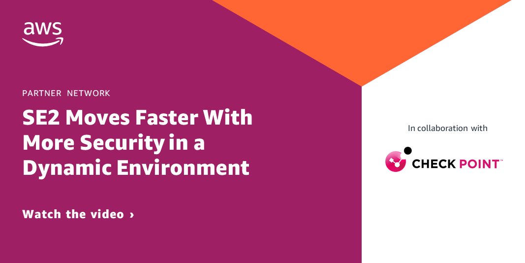 See how <a href="/CheckPointSW/">Check Point Software</a> &amp; #AWS helped <a href="/SE2LLC/">SE2, LLC</a> secure its complex, multi-account environment, gain visibility &amp; enforce compliance: go.aws/3KnFGUb