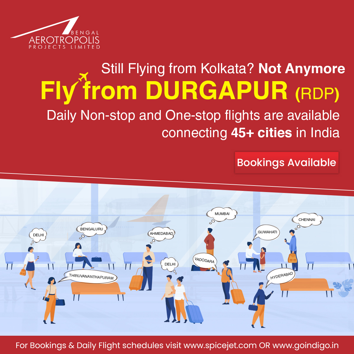 bengalaero's tweet photo. Still travelling down to Kolkata to catch your next flight? Well, not ANYMORE. Fly from KNI Airport, Durgapur to 45+ cities in India with Non-stop and One-stop connectivity.
For Bookings and Flight schedules visit https://t.co/6cRkVnLPtH OR https://t.co/9U1INBzUxo
#NowConnected https://t.co/PwcSgTWyNJ