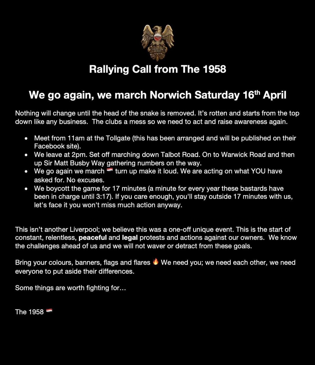 If you truly love Manchester United the way some of you say you do then you’d absolutely anything to see the club return to the top no matter how big or small and that starts this Saturday! #GlazersOut