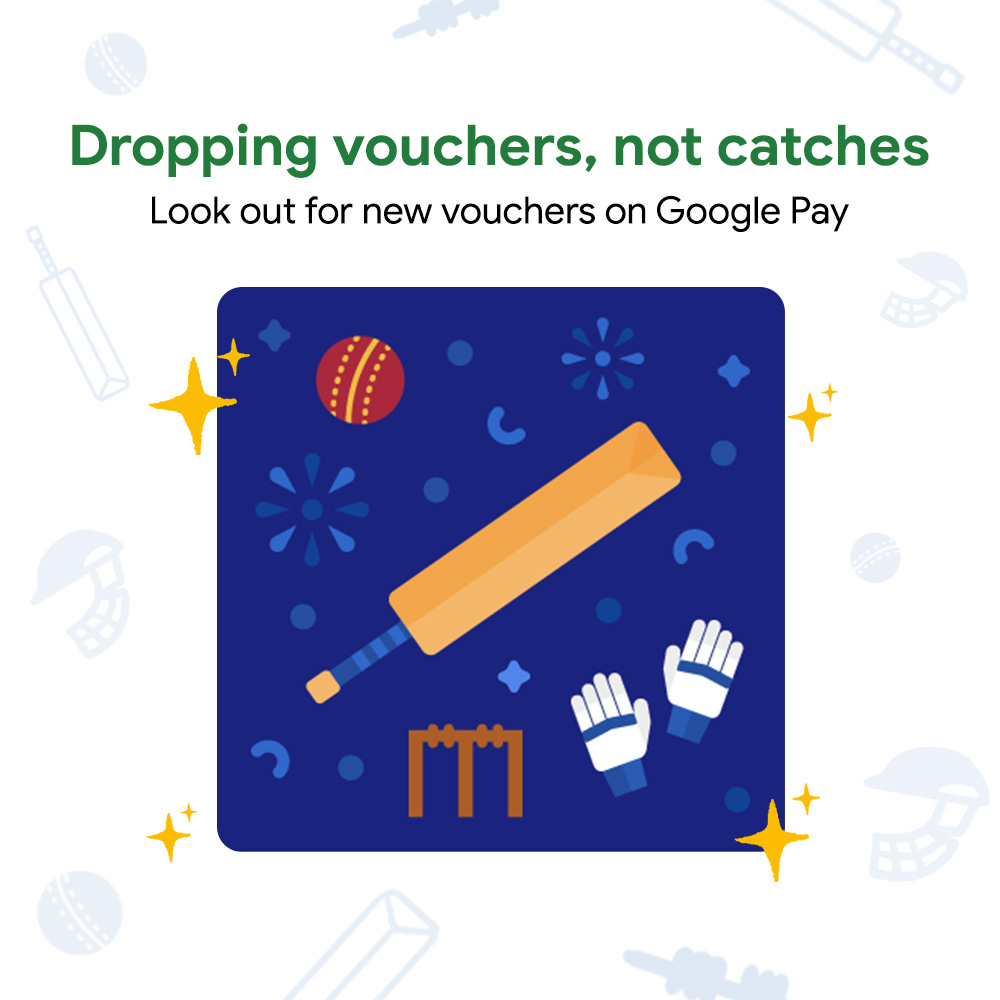 GoogleIndia's tweet photo. BRB, going for catching practice (special vouchers going live on @GooglePayIndia till 17th of April) 🏏 https://t.co/wjKPx3Eg1R