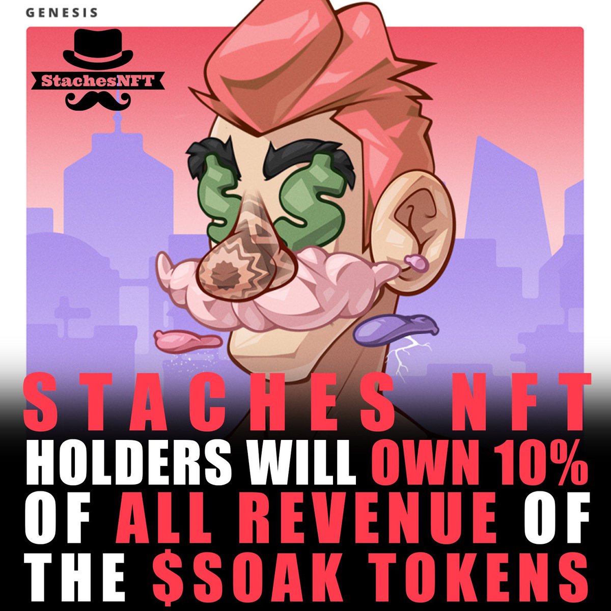 🚨Staches NFT holders will own 10% of all revenue of the $SOAK Tokens🚨

#StachesNFT #Staches #nft #NFTCommunity #NFTdrop #NFTCollection