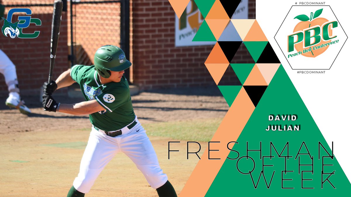 PeachBelt's tweet photo. The PBC Baseball Freshman of the Week is David Julian from @GCBobcats! https://t.co/GIxSc2MOnu #PBCDOMINANT https://t.co/vmOEe19iZD