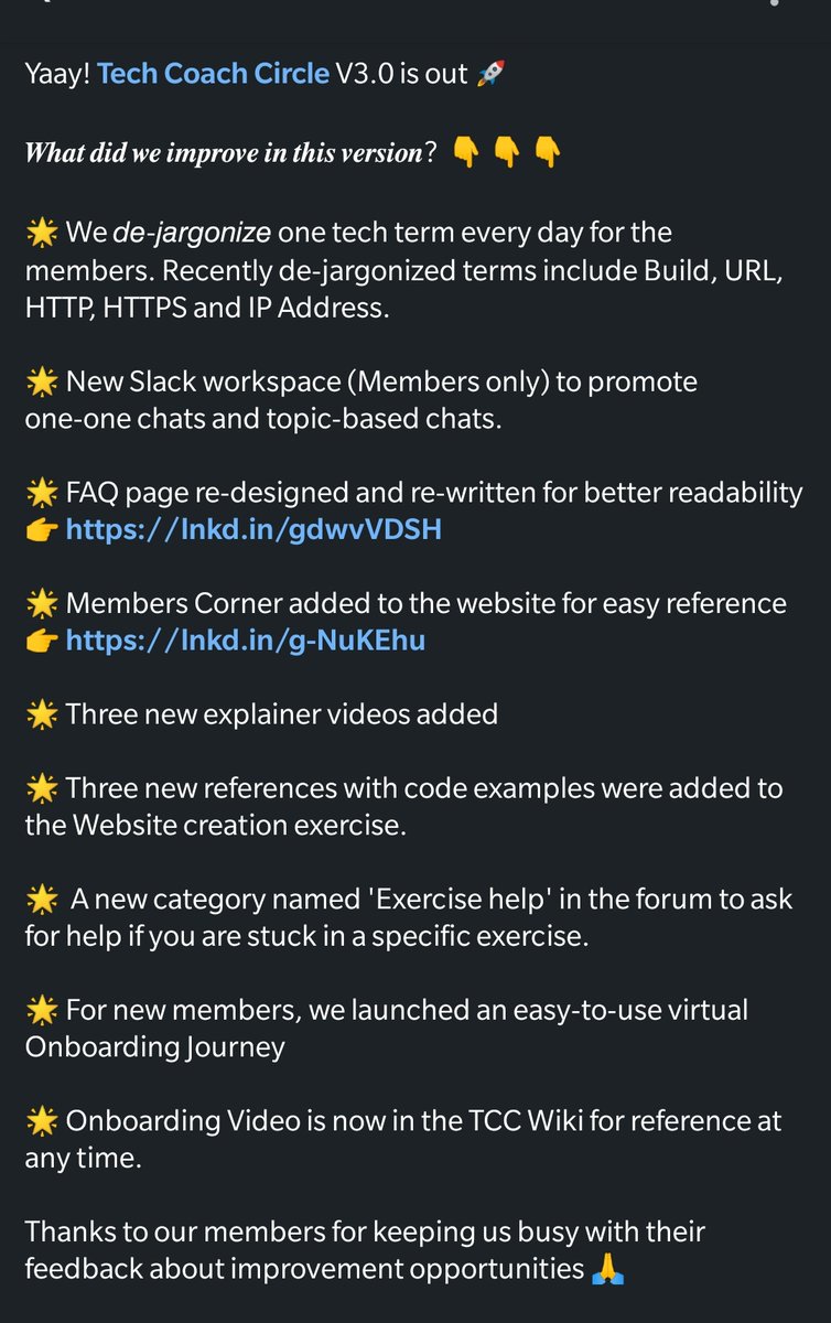 notifykamalraj's tweet image. Next version V3.0 of Tech Coach Circle is out for you!

Have a up-close look at what has been improved and added!

If you are interested to know more about Tech Coach Circle, visit lnkd.in/gXwY9ynT

 #newversion #iterate #techagility #techcoach #scrummaster #agilecoach