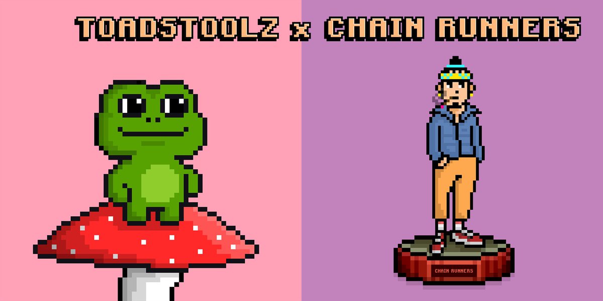 toadstoolzNFT's tweet photo. On your marks... get set... GO! 🏃

We are excited to announce that @chain_runners will be integrated into Toadstoolz via a unique gacha trophy which toads can collect while playing the game and exploring the land of Croakshire! 🐸🍄 https://t.co/5sLgYtjleO
