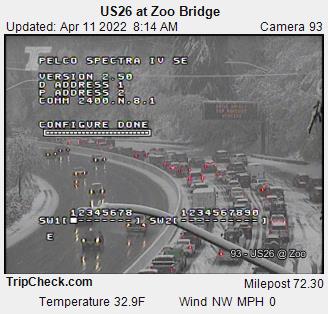 OregonDOT's tweet photo. OR 26, #SunsetHighway is closed between OR 217 and I-405 (MP 70.92-73) in both directions. There are multiple trees down near the @OregonZoo. Crews are on scene. No estimate for road reopening. https://t.co/xCBtNBCfab