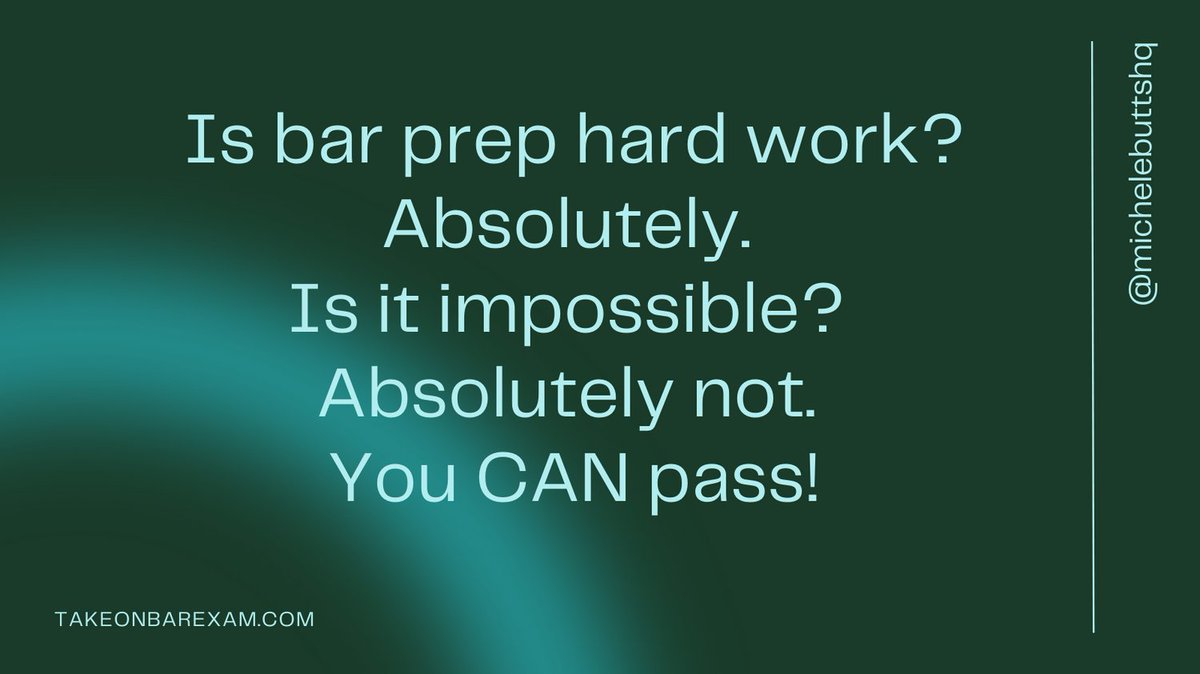 takeonbarexam's tweet image. Is bar prep hard work? Absolutely. Is it impossible? Absolutely not. You CAN pass the bar exam!

#BarExam #PassTheBarExam #LiveYourBestLife #LearnTheRules #BarPrep #MindfulBarPrep #MindsetMatters #PositivityMatters #SpreadingInspiration
