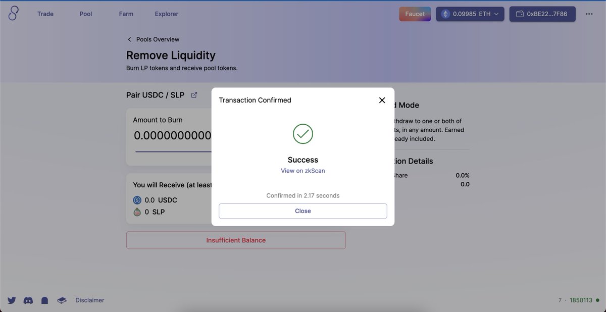 MMilleroy's tweet photo. Everything went great @syncswap https://t.co/JJmnxH8d4i