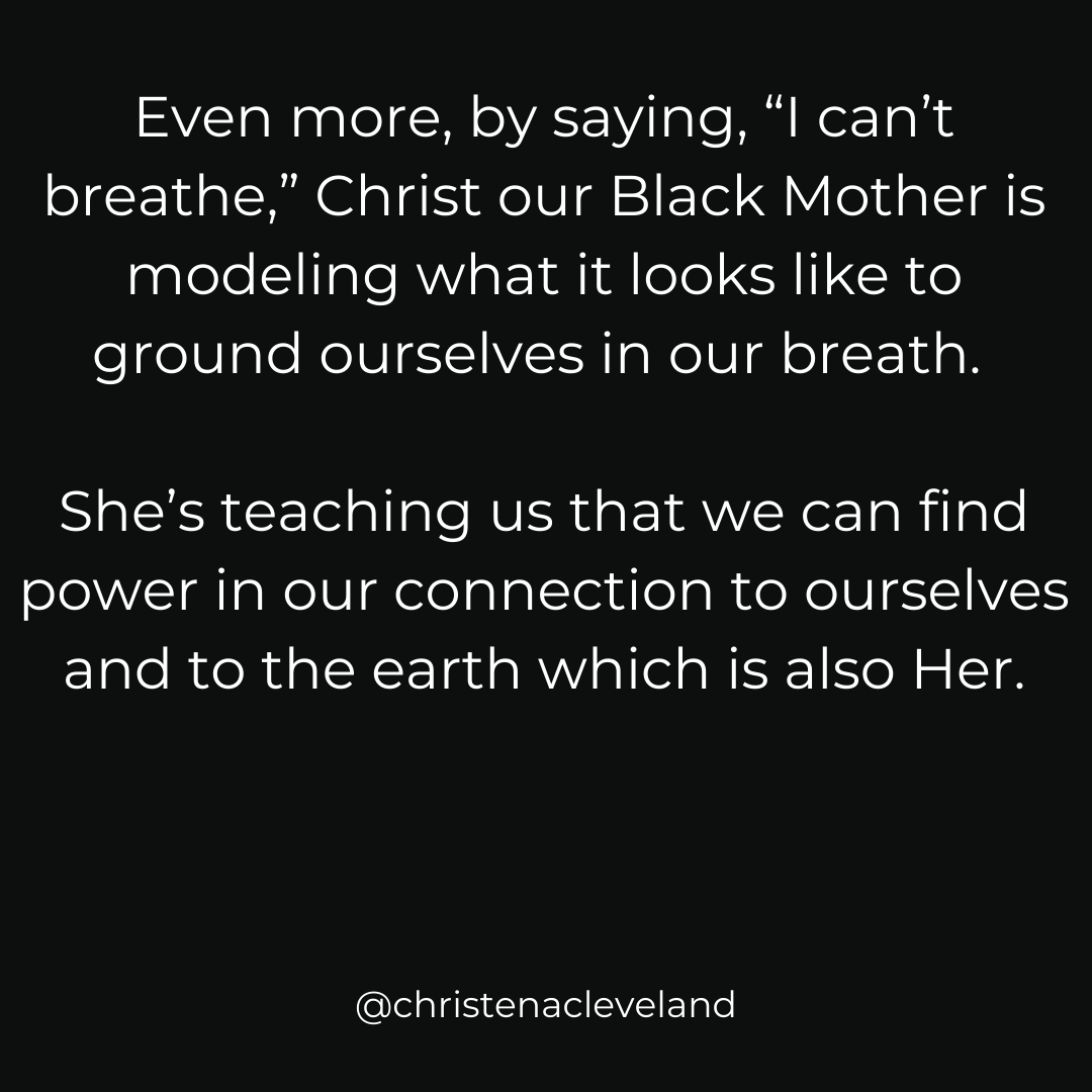 Part 2 WHY “CHRIST OUR BLACK MOTHER”? *********************** The quotes in these slides are excerpted from my ebook Christ Our Black Mother Speaks. [The traditional 5th Last Word of Christ is 'I thirst.' (John 19:28)] Please visit @ christenacleveland on IG for full post.