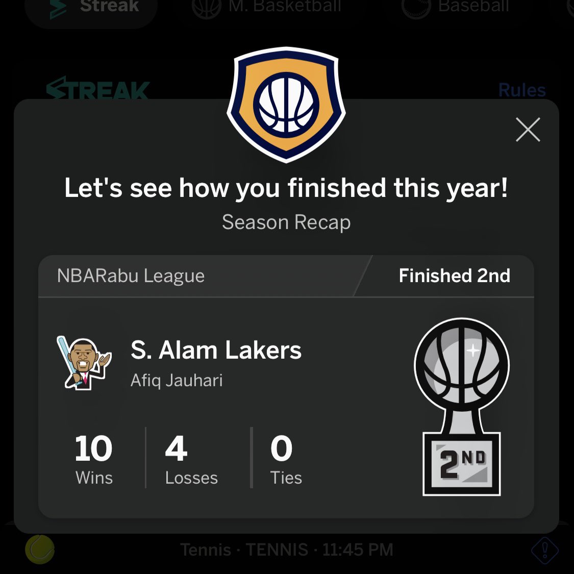 afiq_pg's tweet photo. Great debut fantasy season. Thanks to all my #NBArabu brothers, especially the ones that contributed to my ten wins ππΎ
Special shoutout to @shahrazadsani who won the league walaupun draft dia βsampahβ π€£#udarealMVP βπ½ https://t.co/T1rY2lcShd