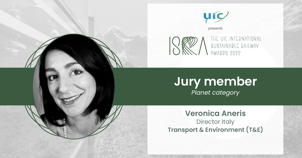 The <a href="/uic/">UIC railways</a> International Sustainable Railway Awards 2022: <a href="/v_aneris/">Veronica Aneris</a>, Director Italy <a href="/transenv/">T&E (🦋 find us @transenv.bsky.social)</a>, will help judge the best initiatives &amp; projects in the Planet category. Gala ceremony 1 June, Berlin. Book your tickets: bit.ly/UICticket
#UICAwards #Sustainable #UICISRA #Awards