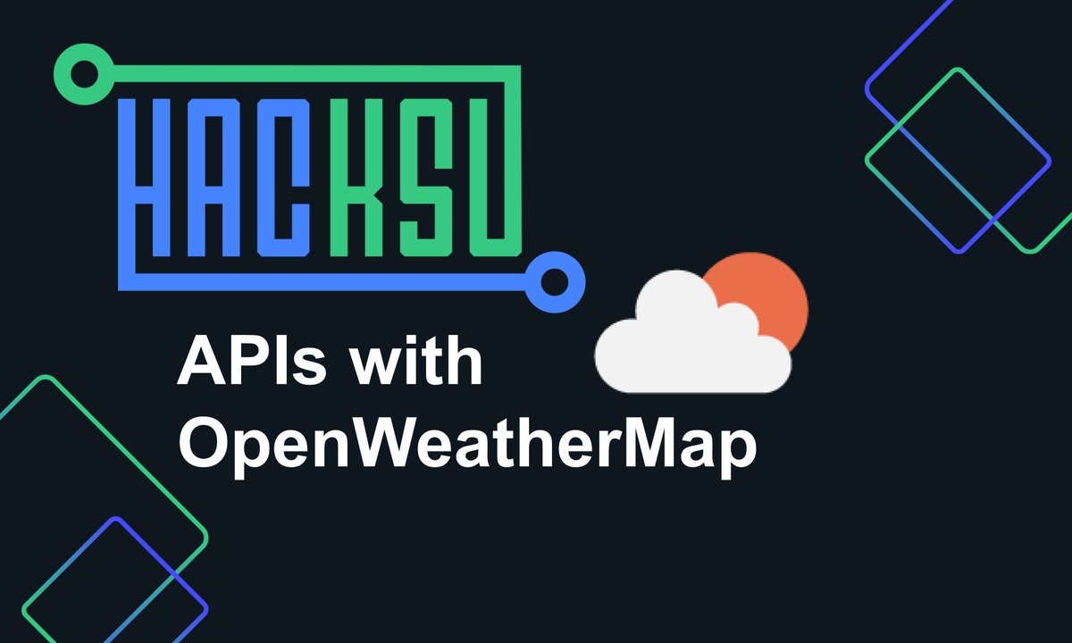 _hacksu's tweet image. Hey HacKSUers! Come to HacKSU this Tuesday to learn about API&apos;s using OpenWeatherMap! API&apos;s are ways to interface programmatically with someone else&apos;s software, so knowing how to use them is a super useful skill! Come in-person to Taylor 226 for pizza or virtual if you&apos;d prefer!