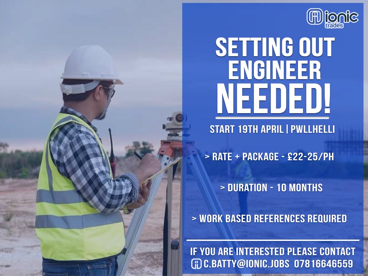 IonicTrades's tweet image. Ionic’s recruiter - Connor Batty is looking for a #SettingOutEngineer to work within #Pwllhelli

If you are considering your next opportunity then please get in touch at c.batty@ionic.jobs / 07816 646 559

ionic.jobs

#constructionjobs
