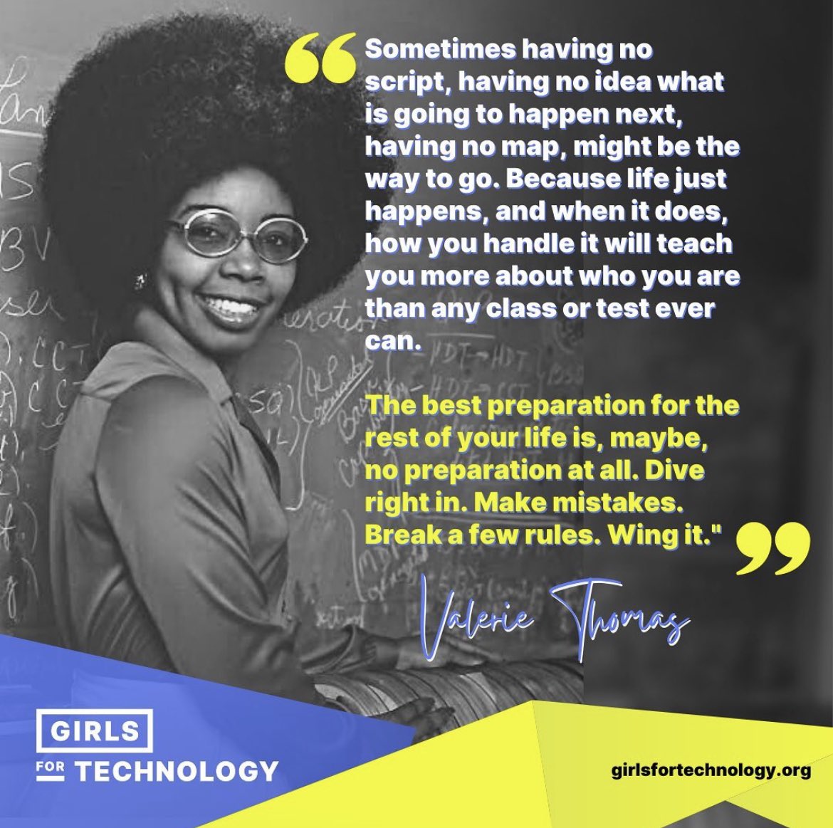 girlzfortech's tweet image. A message from Valerie Thomas 🚀 #GirlsForTechnology #blackwomenintech instagram.com/p/CcNgHiDs1L1/…