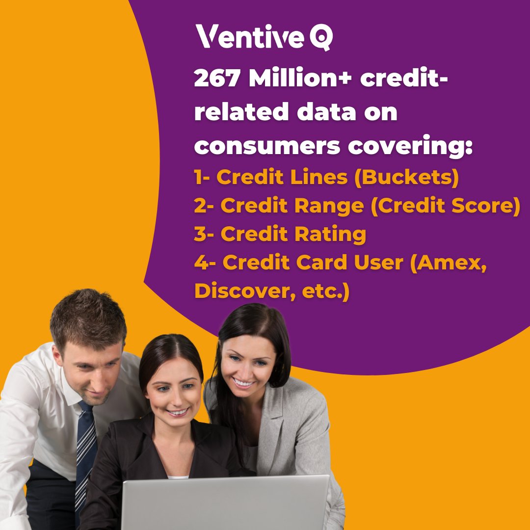 VentiveIQ's tweet image. VentiveIQ&apos;s credit-related data records are opted-in and can be targeted offline by postal and telemarketing efforts and online by interest and intent.
For more information, get in touch with our data experts- ventiveiq.com/contact

#ventiveiq #consenteddata #actionabledata