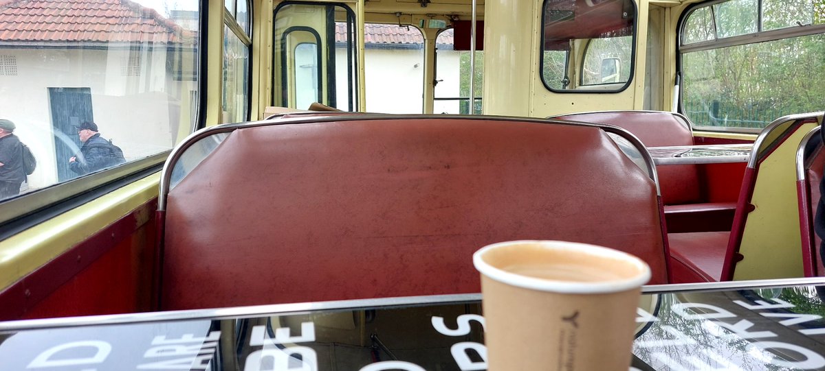 Yesterday at Brooklands &amp; London Bus Museums for bus gathering event. Had coffee in this Leyland Royal Tigar bus used as a cafe selling cakes, coffee and tea. <a href="/TigerLilybus/">Tiger Lily Bus Company</a>