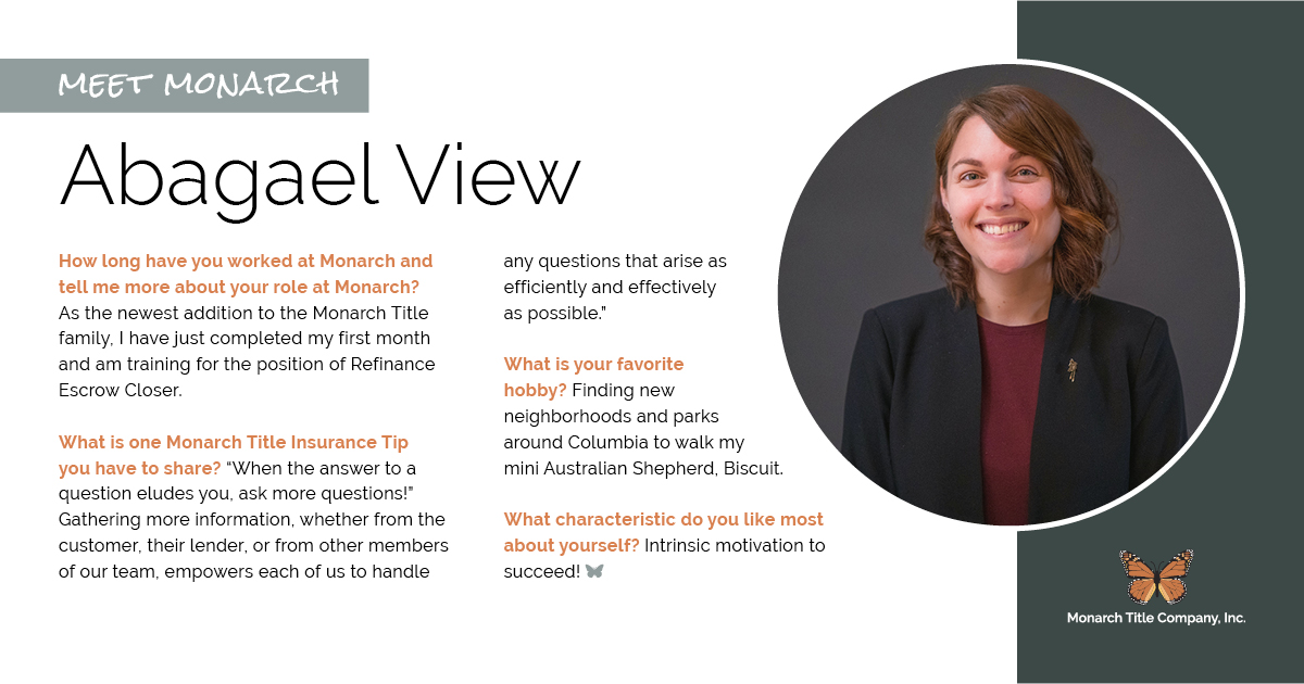 MonarchTitleCO's tweet image. Meet Abagael, who joined our team last month!