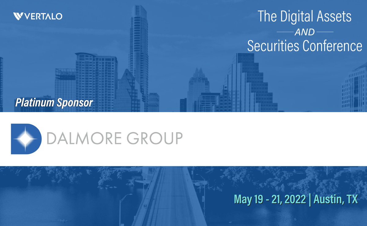 Vertalo_'s tweet photo. It's an honor to welcome Dalmore as one of our Platinum Sponsors for the Digital Assets AND Securities Conference! Dalmore is a Broker-Dealer that specializes in helping companies raise capital online at scale through Regulations A+, CF and D. Welcome to DAAS! #daasconf https://t.co/0PEoCfXbGR