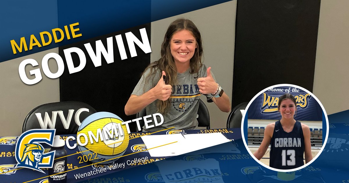 CorbanWBB's tweet photo. We are excited to announce the addition of Maddie Godwin to our Corban Family!  She is a perfect Warrior on and off the court! #WeAreCorban #Whosnext https://t.co/KMZeFSMr4A
