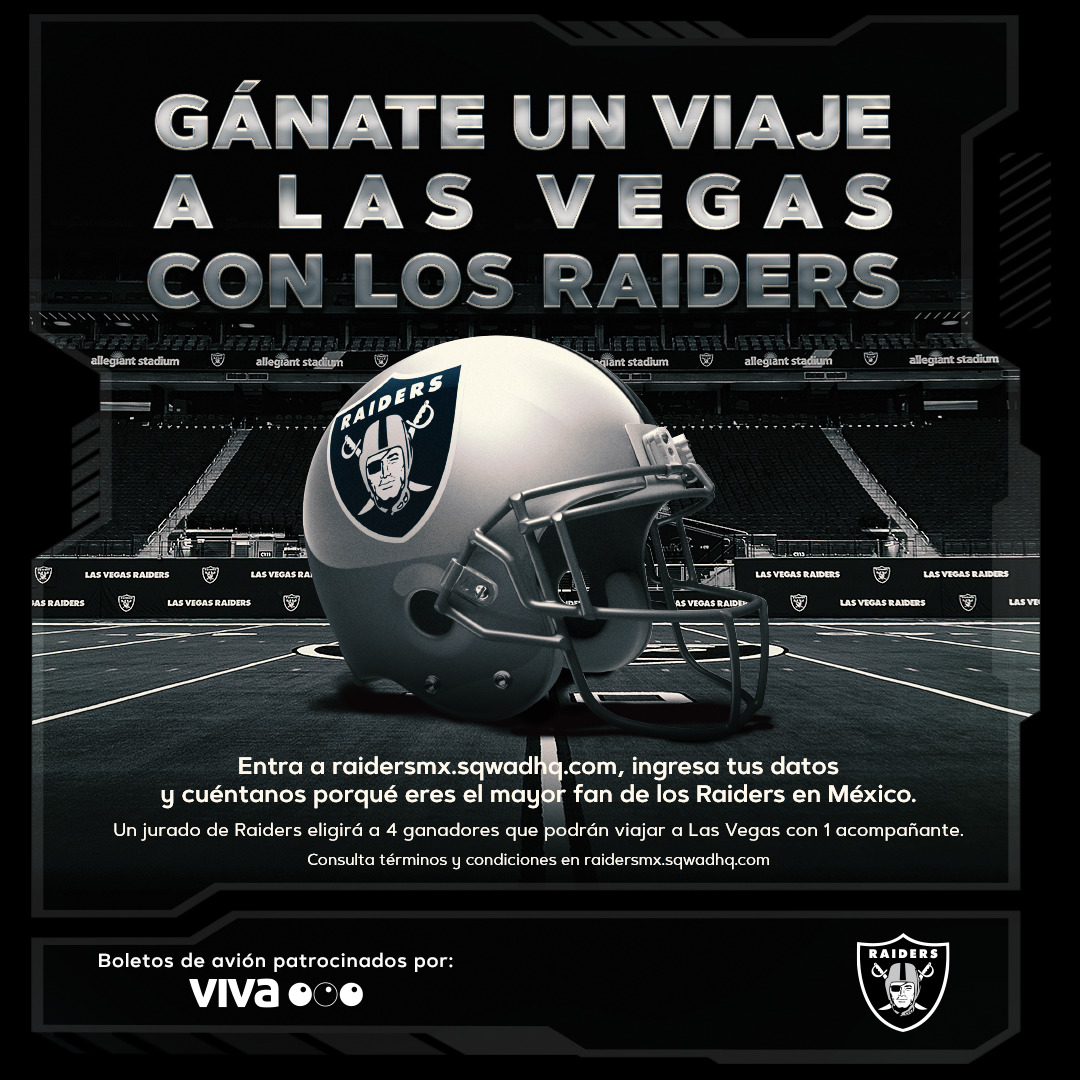 RT 🏈😉 ¿Eres el más fan de los <a href="/Raiders/">Las Vegas Raiders</a>? Participa y gana un viaje a Las Vegas durante el fin del Draft, ingresa al link y regístrate. 👉 bit.ly/3KrHcES

Entra al grupo oficial de los Raiders MX y conoce más. 😃 bit.ly/3uvUo6f #RaiderNation