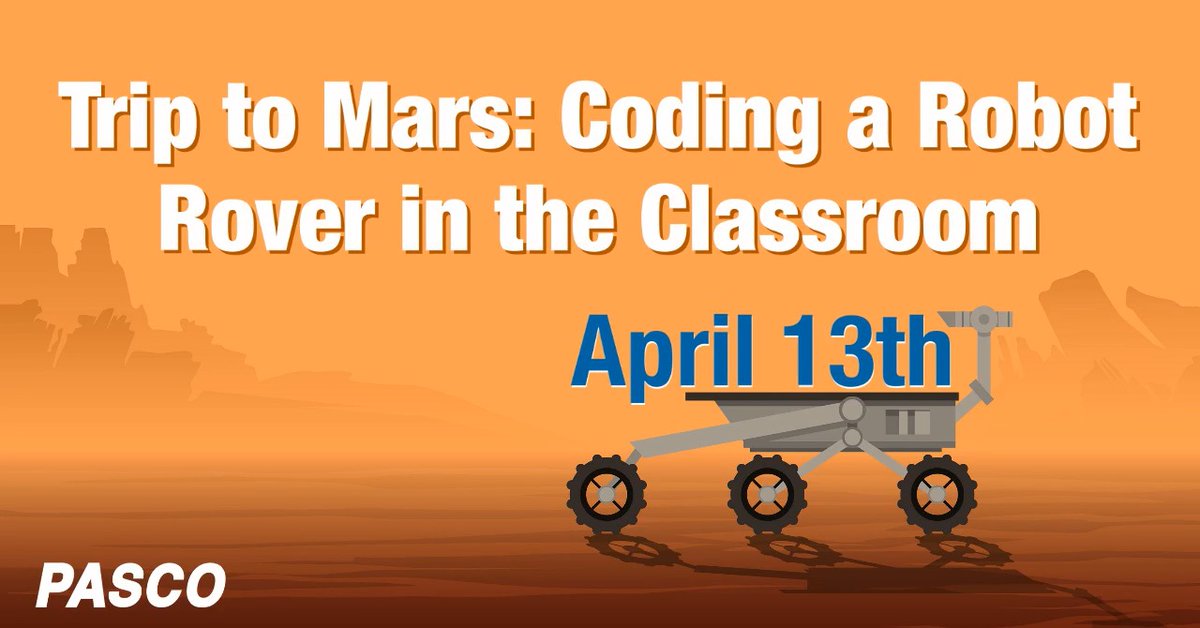 AYVAEducational's tweet photo. Take Your Students on a 'Trip to Mars' with @pascoscientific's New PASCObot!

This Wednesday at 4pm (https://t.co/7VC48FSd54), you can join PASCO to learn how to engage students in their own exploration of Mars using mini-rovers and block-based code. #robotics #coding https://t.co/8LqiccJlql