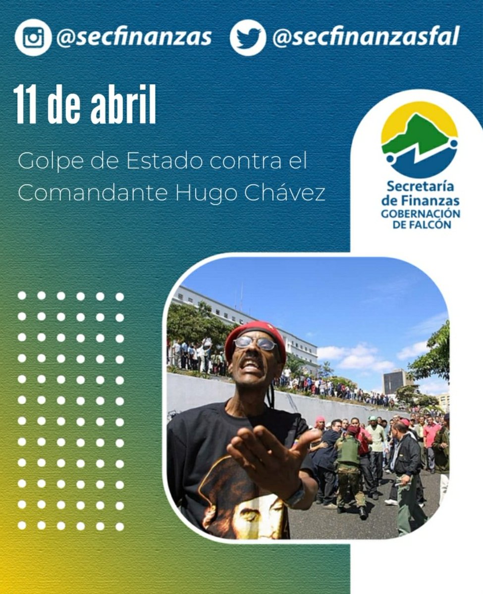 #11Abr |🇻🇪▶️
#11AResiste En el 2002 ocurrió el golpe de Estado contra el comandante Hugo Chávez

El pueblo gritaba la consigna, "Chávez, amigo, el pueblo está contigo", Venezuela gritaba al mundo el rotundo apoyo que le daba al líder revolucionario 🇻🇪