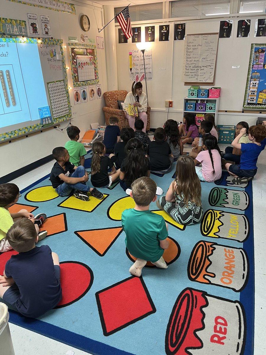 The Easter Bunny’s glamorous assistant paid us a visit today.  We loved listening to your story <a href="/TeacherBurch1/">Donna Marie Burch</a>  thank you!!! #wfisd <a href="/MilamBengals/">Ben Milam Elementary</a>
