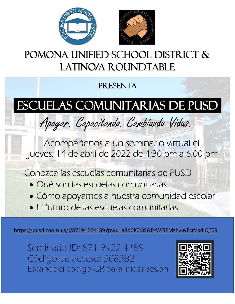 EmersonPUSD's tweet photo. Learn about PUSD Community Schools. Thursday, April 14, 2022 from 4:30 pm to 6:00 pm - Acompáñenos a un seminario virtual para que conozca sobre las escuelas comunitarias de PUSD el jueves, 14 de abril del 2022 de 4:30 pm a 6:00 pm https://t.co/C6OJRyjEfW https://t.co/VcGn4etX9m