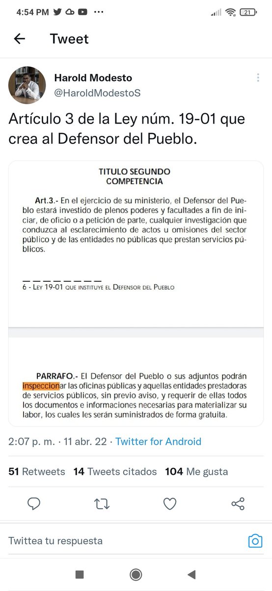 hparleni's tweet photo. @nuriapiera Según la ley no necesita cita previa y aún así el defensor dice que le enviaron la cita pero como aquí no hay régimen de consecuencia quién le pagará la cámara y la agresión al equipo de la defensoría https://t.co/vhsvGHhvry