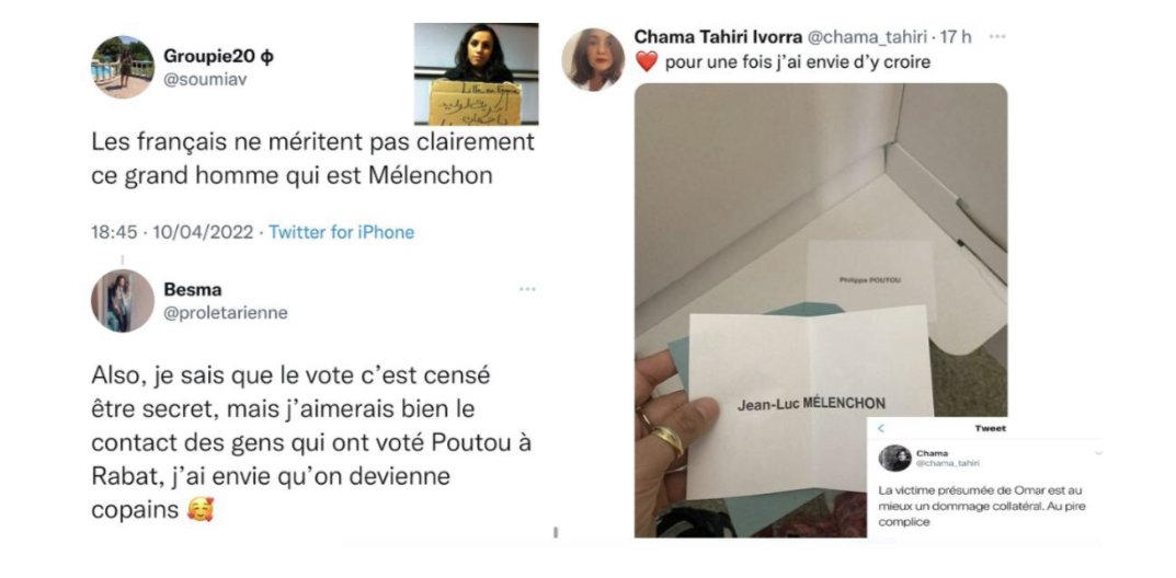 MoroccanSories's tweet photo. Ces révolutionnaires new age qui utilisent des hashtags #FreeKoulshi , #FreeRadi ont voté pour la France Insoumise (JL Mélenchon) ainsi que d'autres partis politiques communistes (Poutou, Roussel).⤵️ https://t.co/uQJKw1SpPU