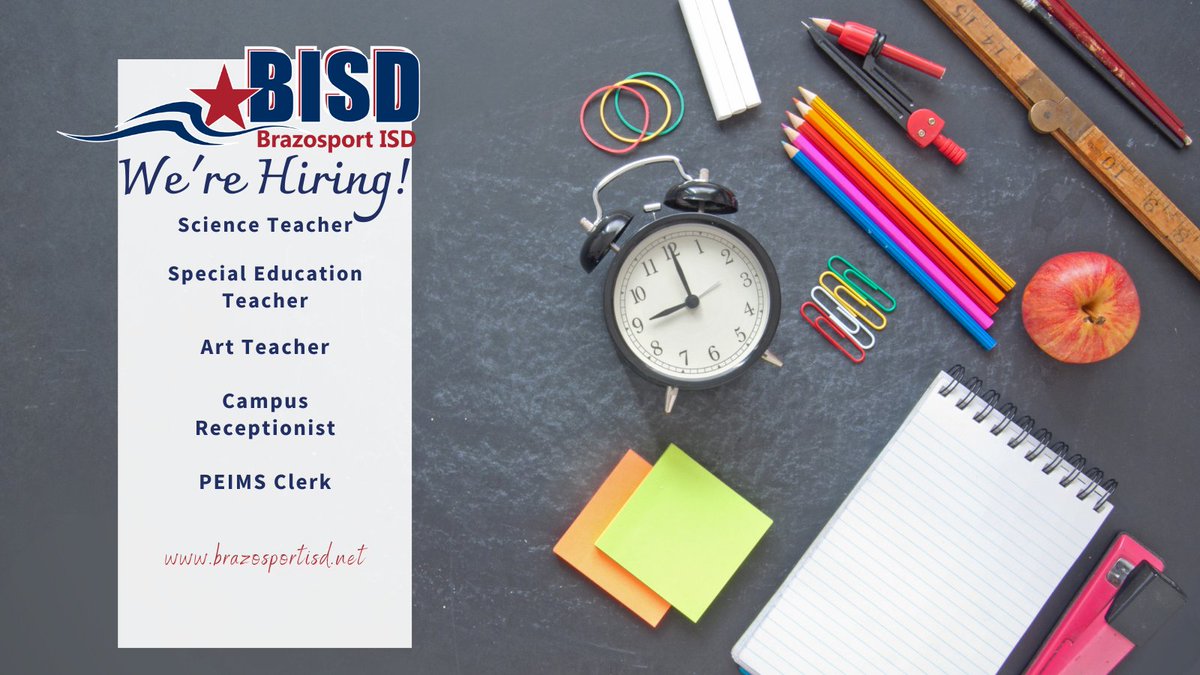 Check out the amazing opportunities below at Lake Jackson Intermediate School! Interested candidates can visit our website to view job details & apply! applitrack.com/brazosportisd/… #BISDpride #FromHereAnythingIsPossible