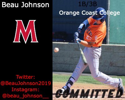 MACU_baseball's tweet photo. MACU Baseball would like to welcome Beau Johnson @BeauJohnson2019 corner infielder from @occ_baseball to the Evangel Family! https://t.co/cGSdIuvLyb