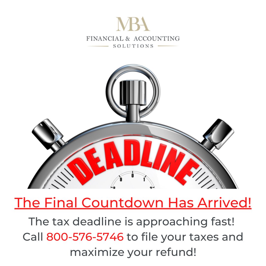 FinancialMba's tweet photo. It's finally coming down to this! File your taxes today!
#finalcountdown #taxtime #taxseason https://t.co/AC2Nz61MX2