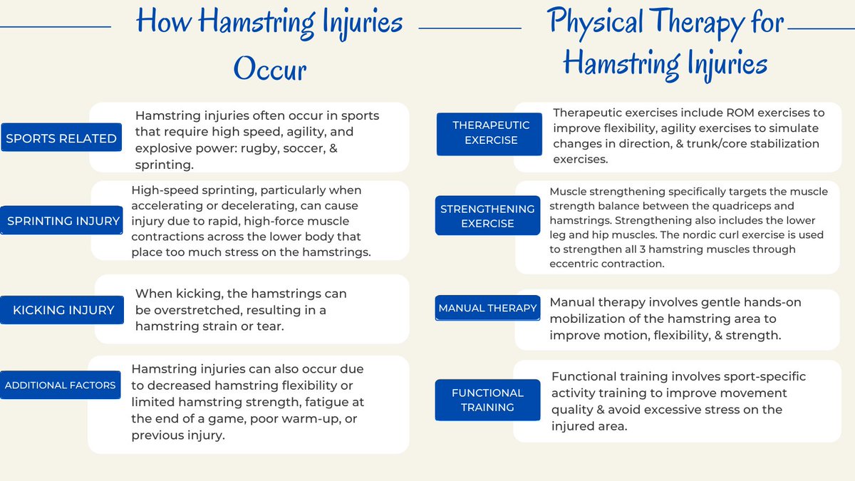 MangiarelliPT's tweet photo. #Hamstringinjuries are one of the most common #sportsinjuries. Effectively treating #hamstring injuries w/ #physicaltherapy can help you recover fully, regain function & prevent recurrent injury.
#hamstrings #hamstringrehab #hamstringstrength #hamstringstrain #hamstringtear https://t.co/zlA5A7kU68