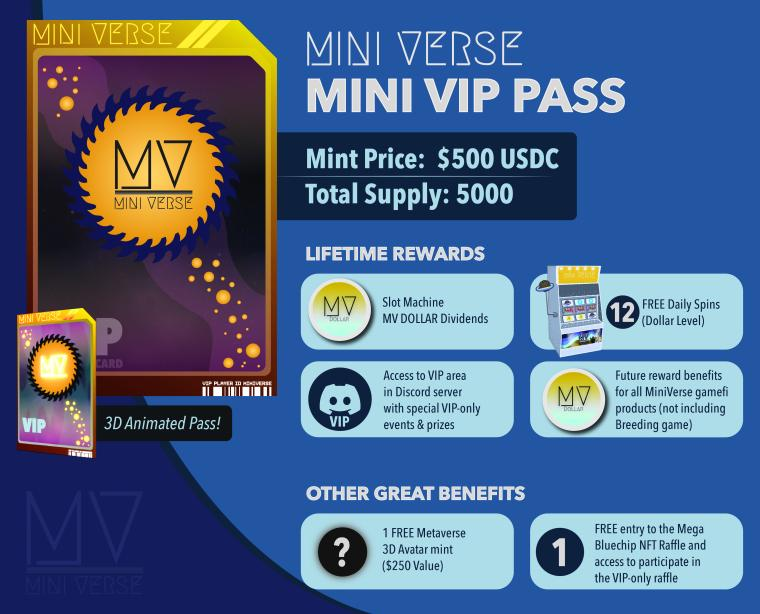 MiniVerse_DeFi's tweet photo. Are you ready for the MiniVIP pass!

Mint Date Coming Soon...

#PlayToEarn #gamefi #ftm #nft https://t.co/Bt6ZhnUKtq