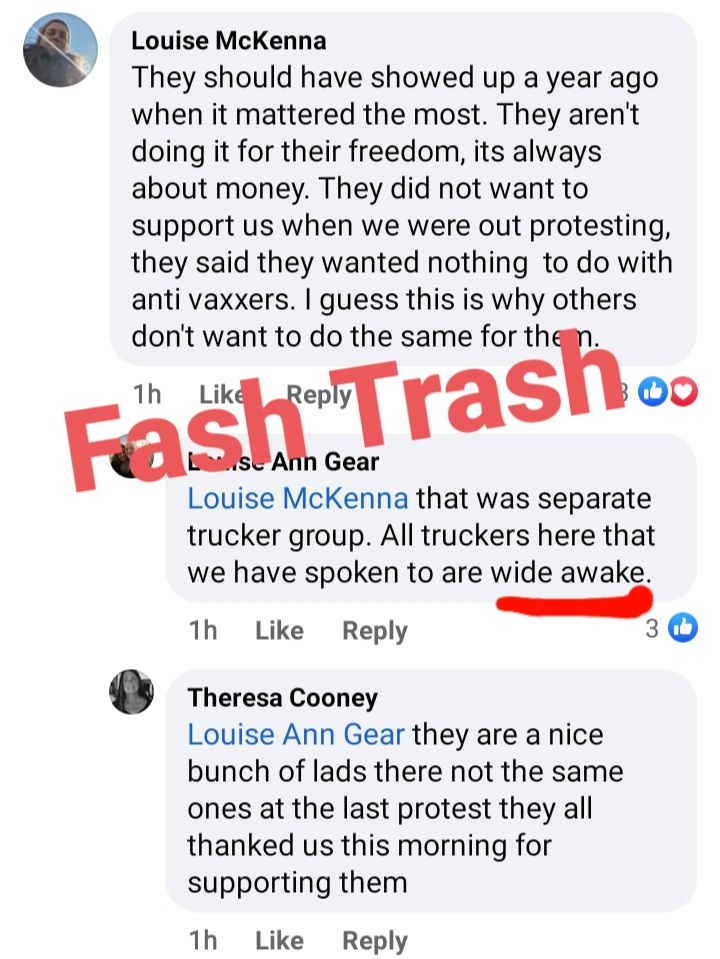 vmax_14's tweet image. Aha!
...full-blown ratlicker has ascertained that the handful of truckers participating in #IrishFuelProtest are indeed composed of her kind of 'wide awake' people....ie: fake patriots &amp;amp; faker Christians 😅 Steer Clear!!
#FarRight failures #Ireland