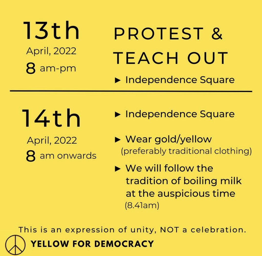 nuzlyhameem's tweet photo. Join us in the Protest &amp; Auspicious Event! 

We will be going නෑගම් from Independence Square to Galleface Green on 14th! 

@YellowDemocracy 

#GoHomeGota2022 #GoHomeRajapakshas https://t.co/Woa831quav