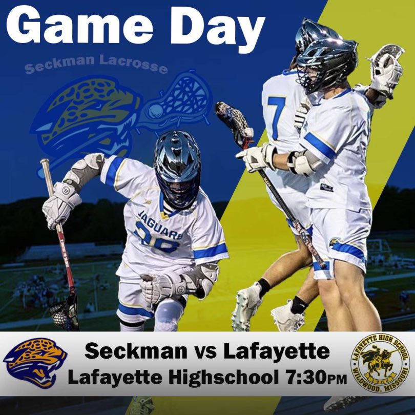 Huge #GAMEDAY! #10 Jags travel to #8 Lafayette for a huge Suburban West Conference match-up! 

🗓: 4/11/2022
⏰: JV - 5:15, V - 7:30
📍: Wildwood, Missouri 
🏟: Lafayette HS Stadium 
📺: YouTube/TimeAndSpaceProductions 

JV will play at Crestview MS &amp; is subject to 🌧 

#GoJags