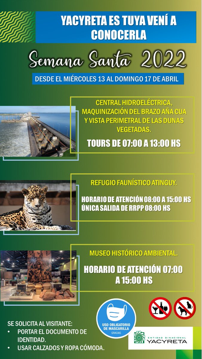 ebypy's tweet photo. Un programa especial de visitas guiadas a la Central Hidroeléctrica fue preparado por la Entidad Binacional Yacyretá para los días feriados.
https://t.co/Dfcpdpx1sR https://t.co/m0Xyg9l9DO