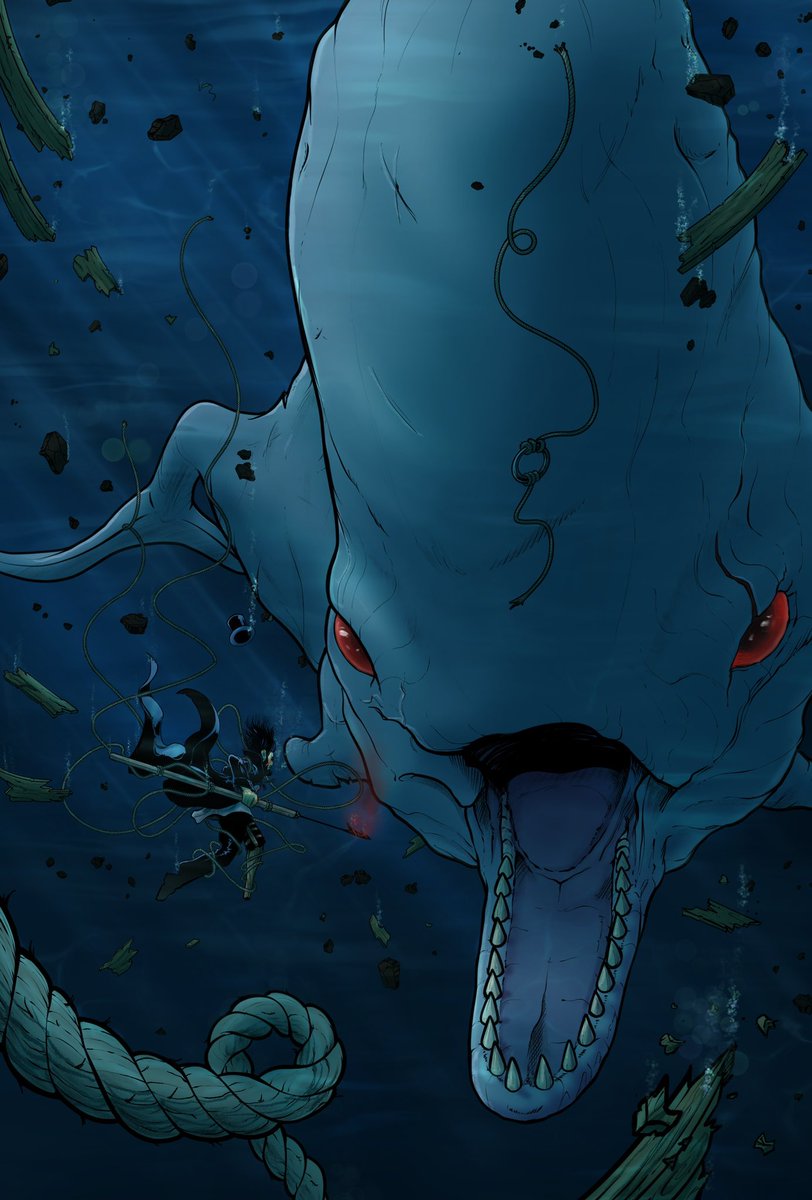 JoeCrowArt's tweet photo. WHITE WHALE ๐ณ Sperm Whales just look like blobs head on and I really wanted to make a piece with Moby Dick facing the camera. I took a bit of artistic liberty and moved the eyes forward and down.Thisโll go up in my store #shadowacademy #whitewhale #danavidan #jimroach #joecrow https://t.co/fy1pEooyDl