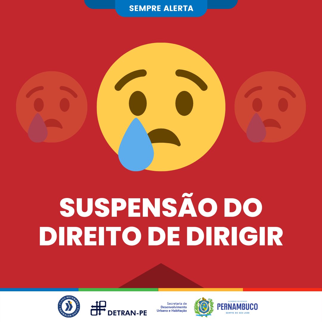 DetranPE's tweet photo. A penalidade de suspensão do direito de dirigir será aplicada.
Confira em https://t.co/VXICVmnrdp
#detranpe #pernambuco #transito #detranpeoficial #penalidade #suspensao https://t.co/cnWWGnt0ck