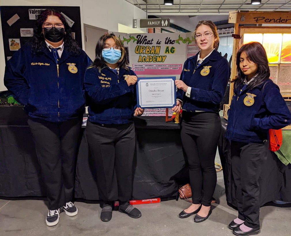 bryanurbanag's tweet photo. Congrats to @OPS_BryanHigh FFA students Maddison and Naidaly on their State FFA degrees and the Hall of Chapters team, Celeste, Denise, Lilianah, and Sie, for their Honorable Mention display! https://t.co/jFA7D28R8g