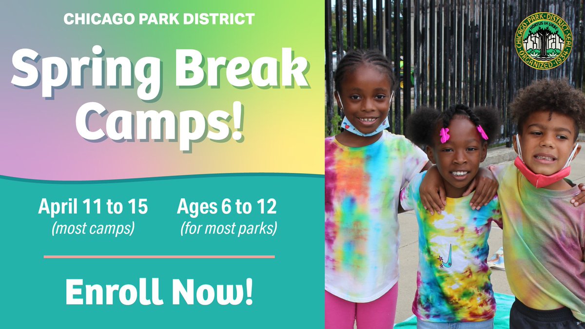 ChicagoParks's tweet photo. We're hosting Spring Break Camps in parks across the city! Most camps kicked off today & feature recreational activities, sports, & arts & crafts for Chicagoโs youth through the end of the week. Slots are still available. Find details at https://t.co/pHxnB5yj1j #SpringInTheParks https://t.co/zd62KFhLqp