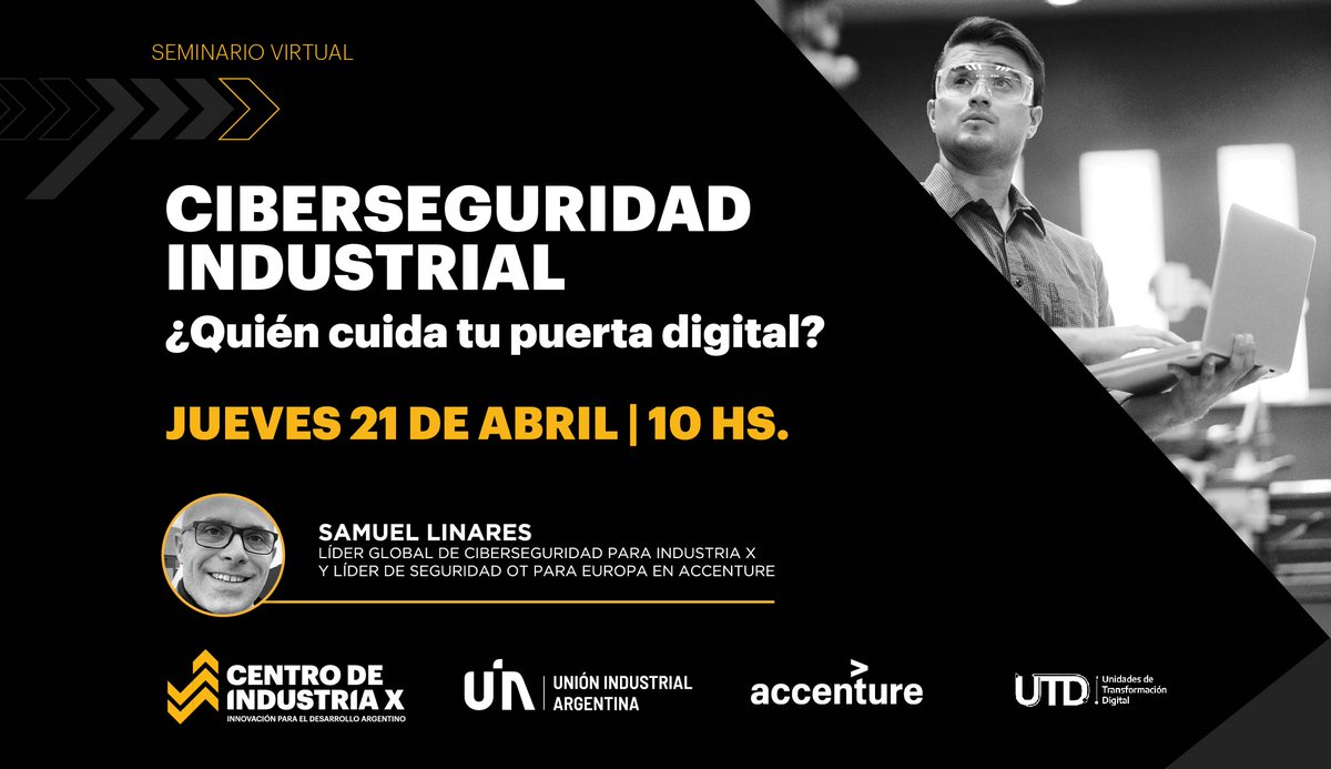 UIAok's tweet photo. El jueves 21/04, a las 10 hs, participa de "Ciberseguridad Industrial: ¿Quién cuida tu puerta digital?", el Seminario sobre cómo prevenir ciberataques en entornos industriales e incorporar exitosamente esta tecnología en casos reales.
Inscribite en: https://t.co/w6DdZiG8PK https://t.co/DhZ7ENkwU4