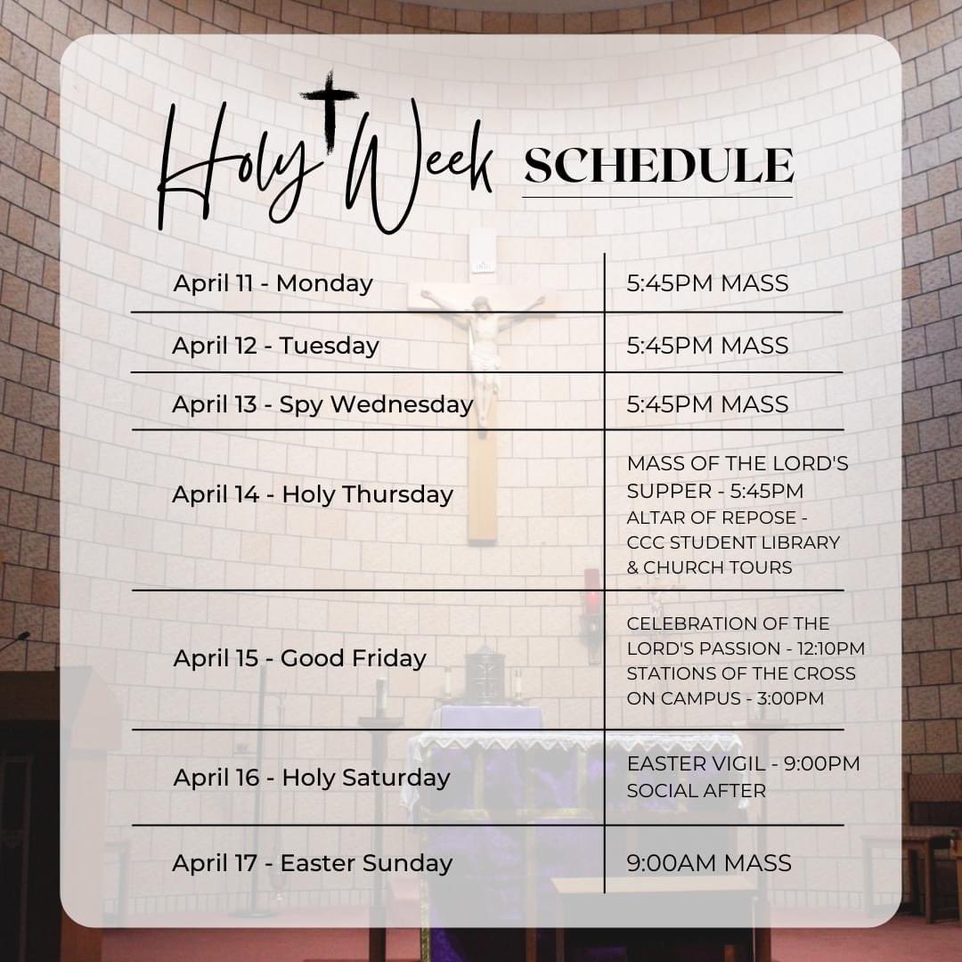 FHSUDisciples's tweet image. Here are all of the ways you can walk with us in the sacraments and prayer throughout this most Holy Week. 

Please know of our prayers for you during this time and please pray for the FOUR students who will be entering the Church this Easter. 

May God Bless you and keep you.