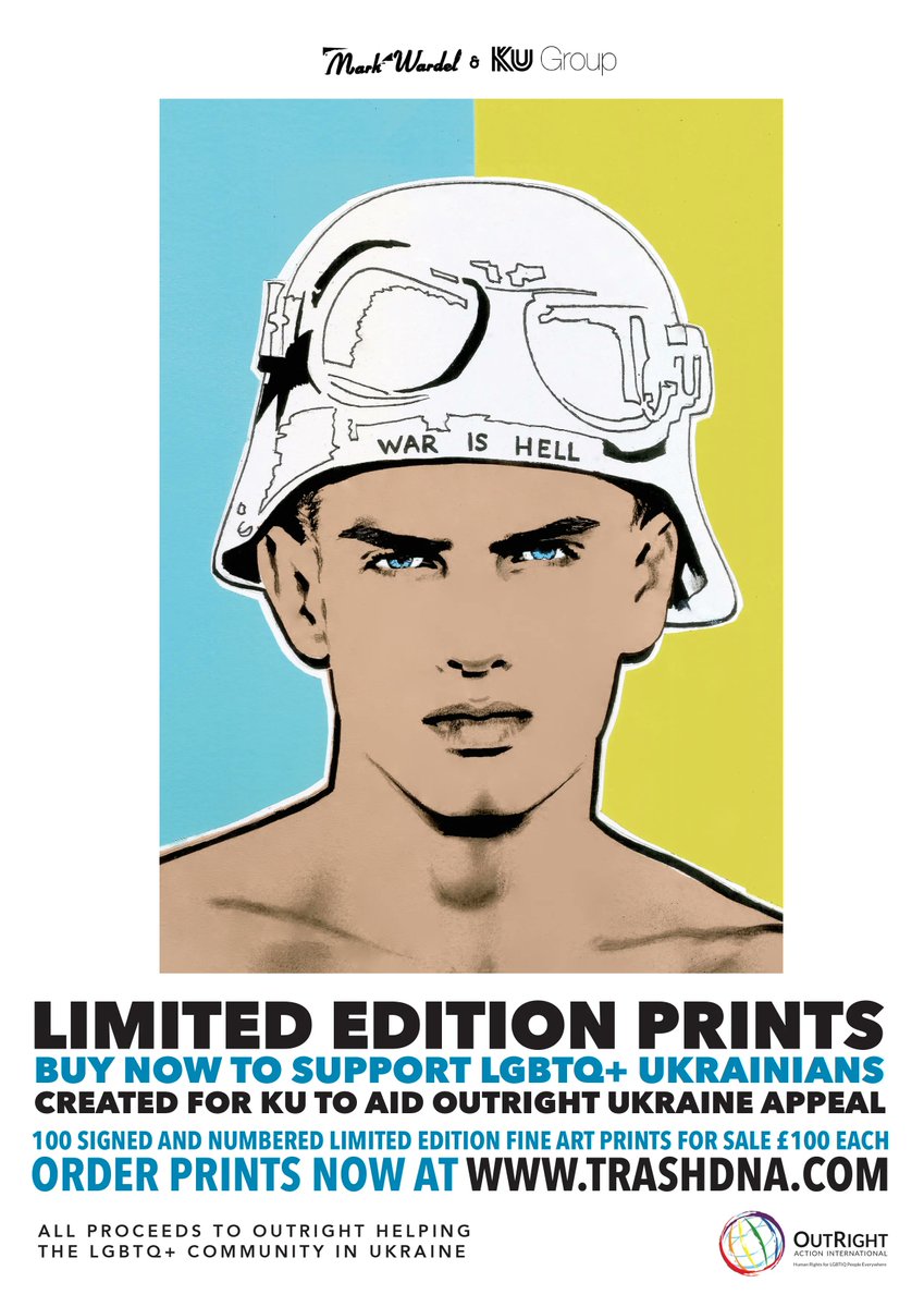🇺🇦Join us on the 14th April from 7pm  at Ku Leicester Square 🇺🇦
Mark Wardel created this amazing piece for Ku to help the LGBTQ+ community in Ukraine. There are 100 signed, numbered fine art prints for sale at £100 each from buff.ly/3v3a3c6 - all proceeds to OUTRIGHT!