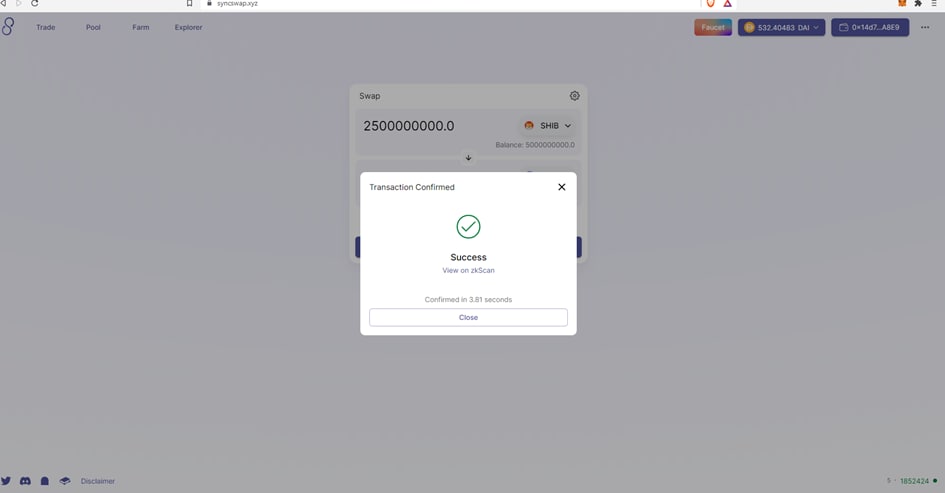 LarSer5's tweet photo. @syncswap The testnet is absolutely amazing. It works fast, the transactions are cheap. And you can chose other token to pay the fees.
https://t.co/3py6FDwdCM

#L222 #zkSync #Layer2 #ZKRollup #testnet #Ethereum #DeFi https://t.co/UAI40BDCJ7