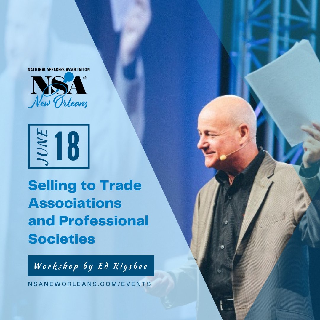 NSA_NewOrleans's tweet photo. In 2 ½ hrs, Ed Rigsbee will divulge the essence of his exclusive 2-day "Selling to Associations" Intensive. If you're serious about gaining business...&amp; willing to do the work...you need to register for this workshop: https://t.co/qBUfV560xY
Earlybird registration ends on 4/30! https://t.co/WoGsaPrpsL