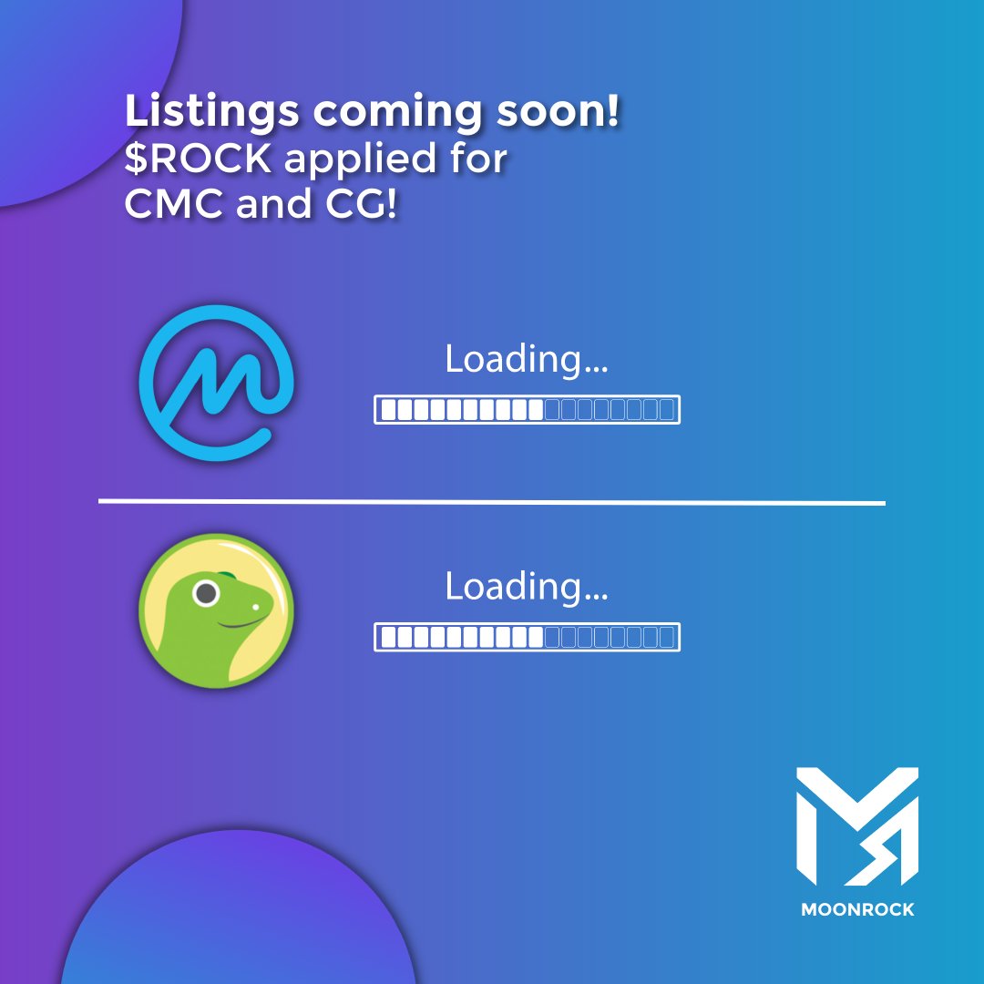 <a href="/CoinMarketCap/">CoinMarketCap</a> and <a href="/coingecko/">CoinGecko</a> listings coming soon for $ROCK #ETH contract!

Join our telegram community:
t.me/moonrockoffici…
Website:
moonrockdao.com

#DeFi #Defi3 #Etherum #NFT #cryptocurrecy #1000xgem