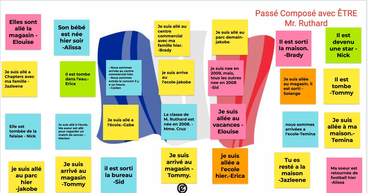 Our interactive activity of the day: Passé Composé Practice with our Accords and DR. MRS. VANDERTRAMP with my grade 8s. Great sentence structure les élèves. <a href="/DCDSBFSL/">DCDSB FSL</a> <a href="/DCDSBVirtualK_8/">Durham Catholic Virtual Elementary School</a> #FrenchIsFun